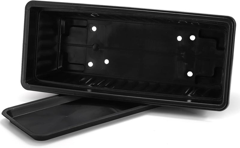 Fasmov 7 Pack 17 Inches Flower Window Box Plastic Vegetable Planters with Trays Vegetables Growing Container Garden Flower Plant Pot with 7 Pcs Plant Labels for Balcony, Patio, Garden, Black - Image 5